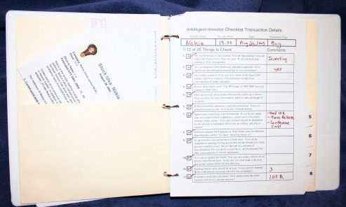 Investment Data & Completed Checklist